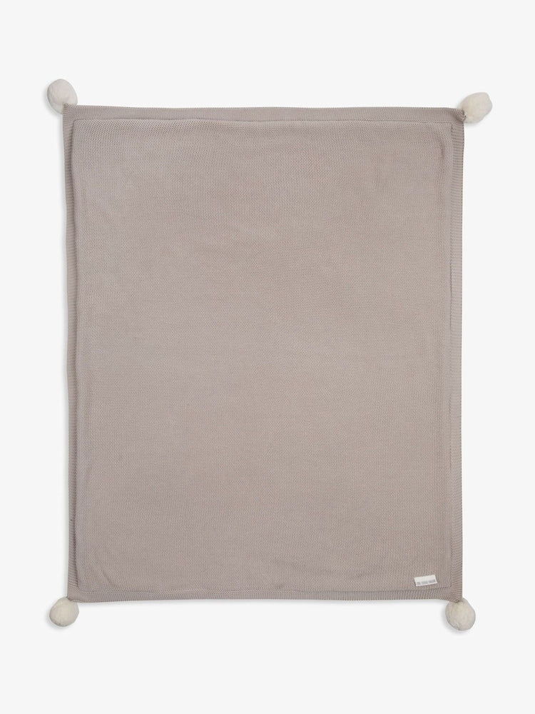 The Little Tailor Natural Pom Pom Plush Lined Blanket