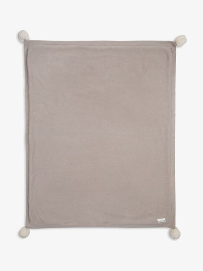 The Little Tailor Natural Pom Pom Plush Lined Blanket