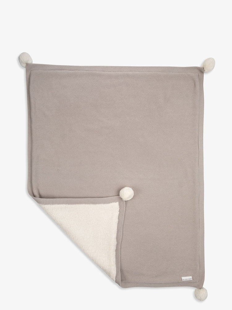 The Little Tailor Natural Pom Pom Plush Lined Blanket