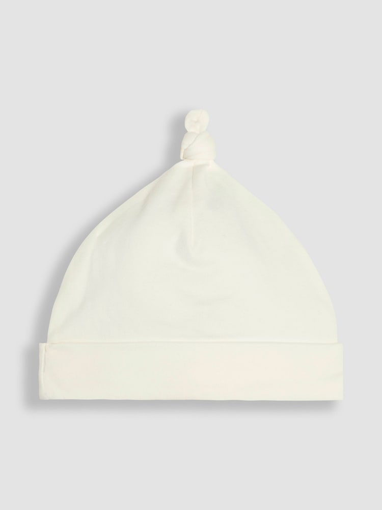 JoJo Maman Bébé Cream Cotton 2-Piece Smocked Sleepsuit and Hat Set