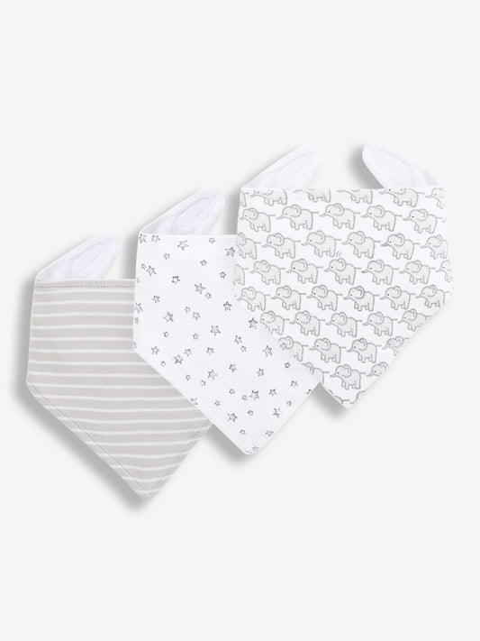 JoJo Maman Bébé Light Grey 3-Pack Cotton Baby Dribble Bibs