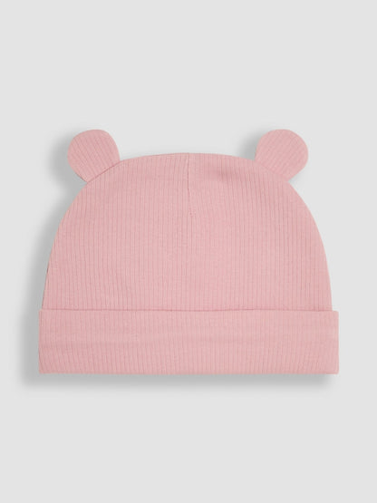 JoJo Maman Bébé Pink Rib 2-Pack Baby Hats