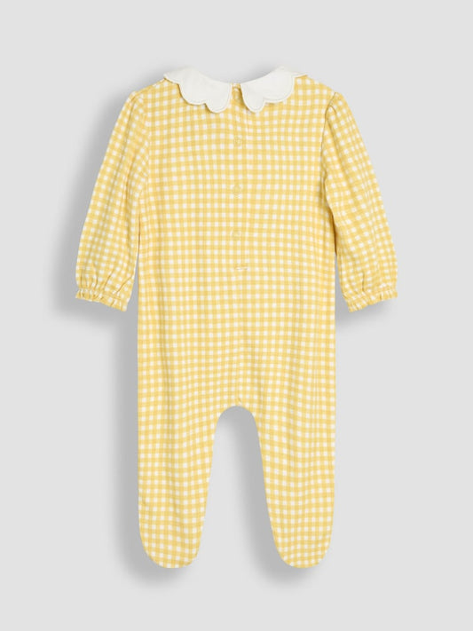 JoJo Maman Bébé Yellow Cotton 2-Piece Smocked Sleepsuit and Headband Set