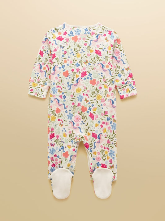 Joules Razamataz Cream Horse Print Cotton Babygrow