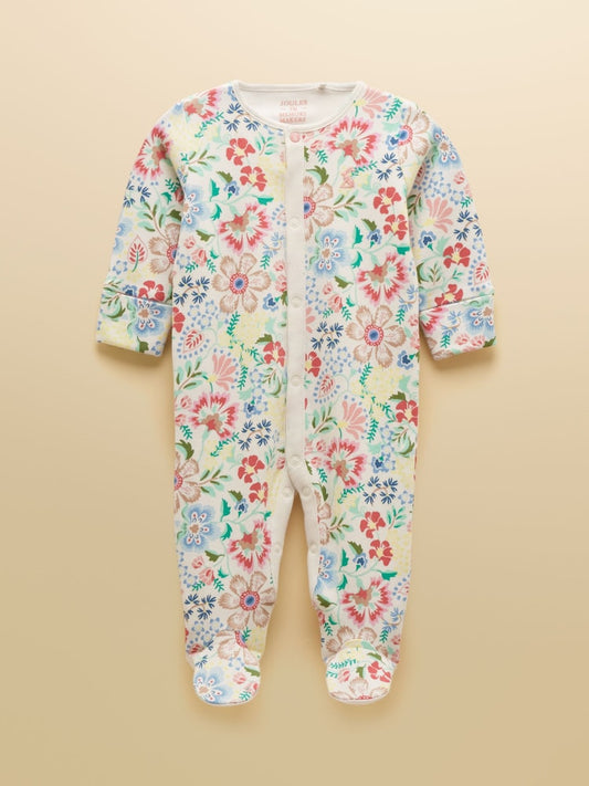 Joules Razamataz Multi Floral Cotton Babygrow