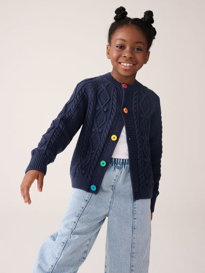 Dsiney Kidz - Little Bird by Jools Oliver Navy Knitted Cable Cotton Cardigan image 2