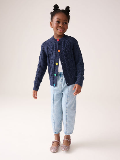 Dsiney Kidz - Little Bird by Jools Oliver Navy Knitted Cable Cotton Cardigan image 3