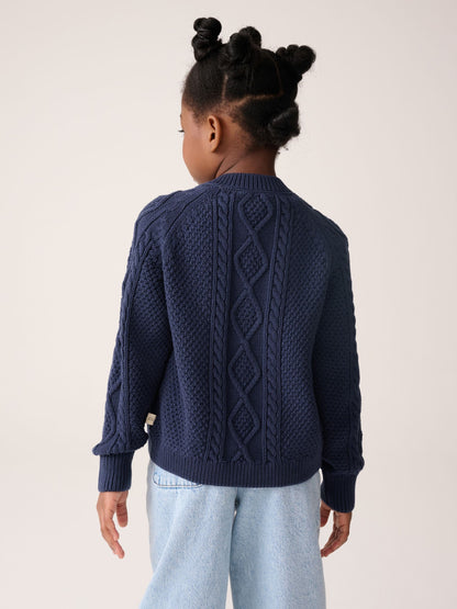 Dsiney Kidz - Little Bird by Jools Oliver Navy Knitted Cable Cotton Cardigan image 5