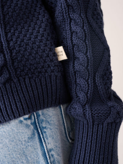 Dsiney Kidz - Little Bird by Jools Oliver Navy Knitted Cable Cotton Cardigan image 6