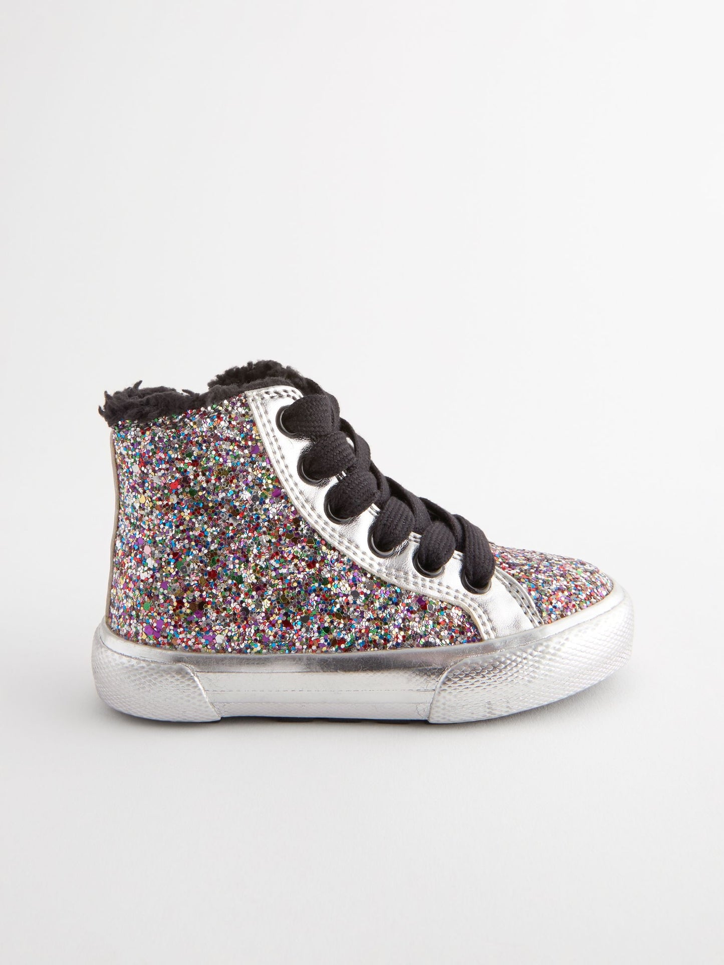 Silver Glitter Butterfly High Top Trainers image 3