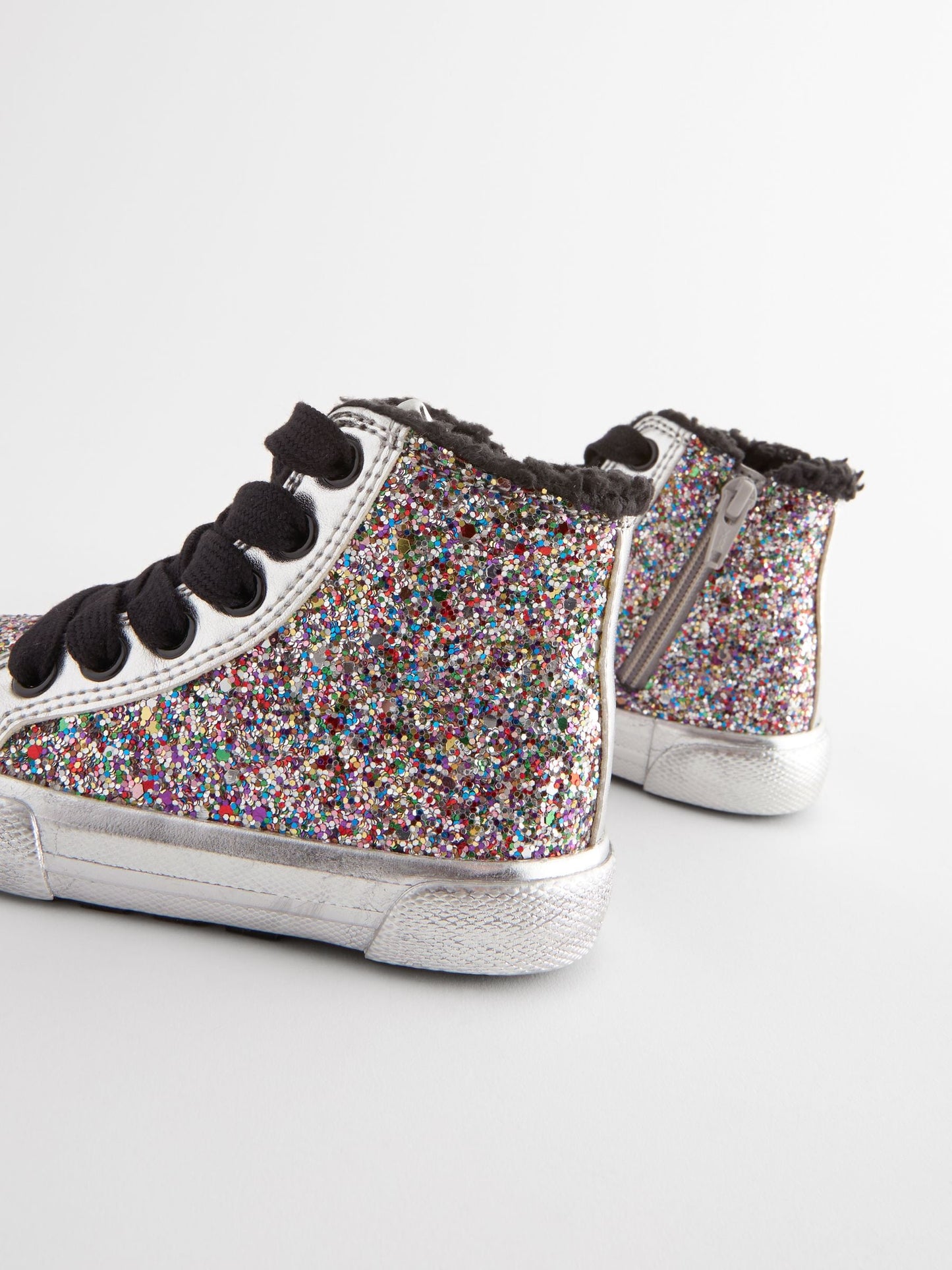 Silver Glitter Butterfly High Top Trainers image 4