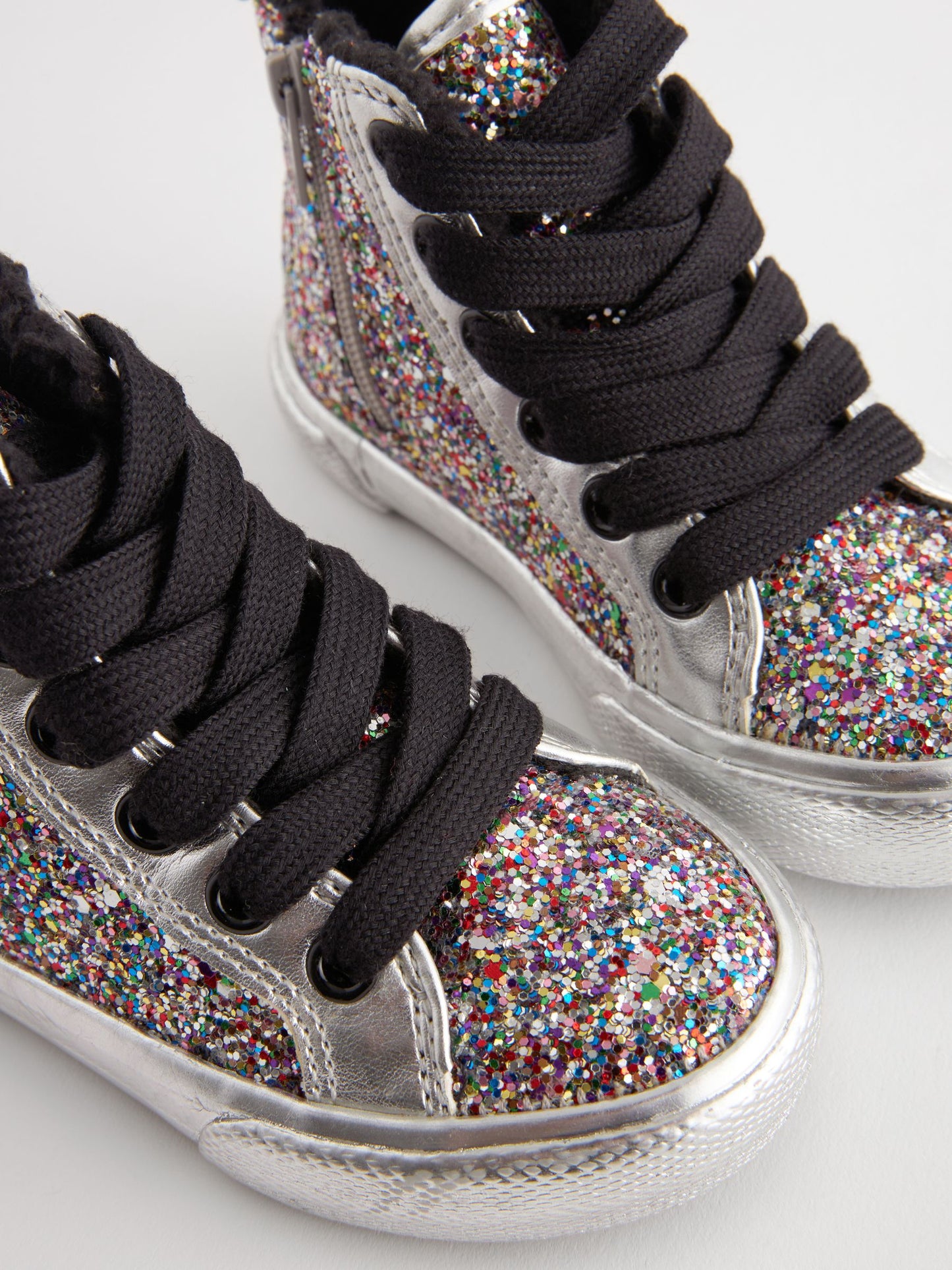 Silver Glitter Butterfly High Top Trainers image 5