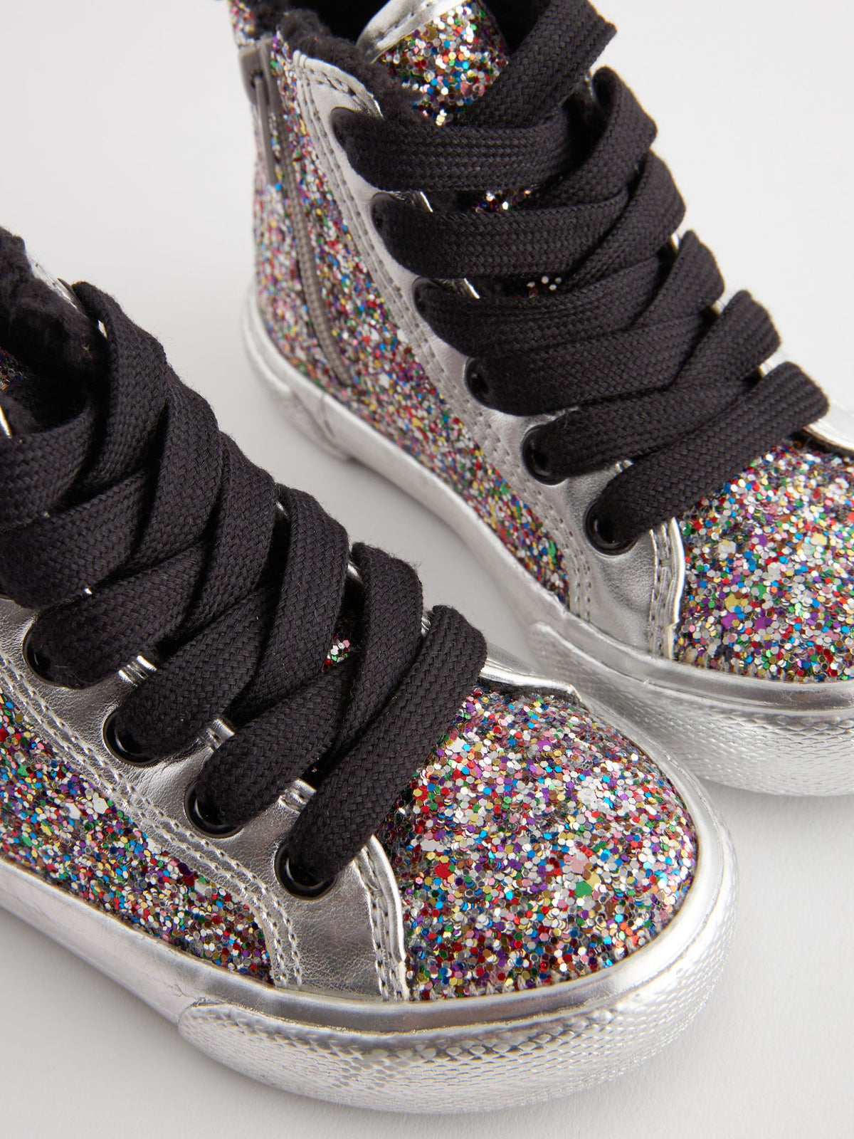 Silver Glitter Butterfly High Top Trainers image 5