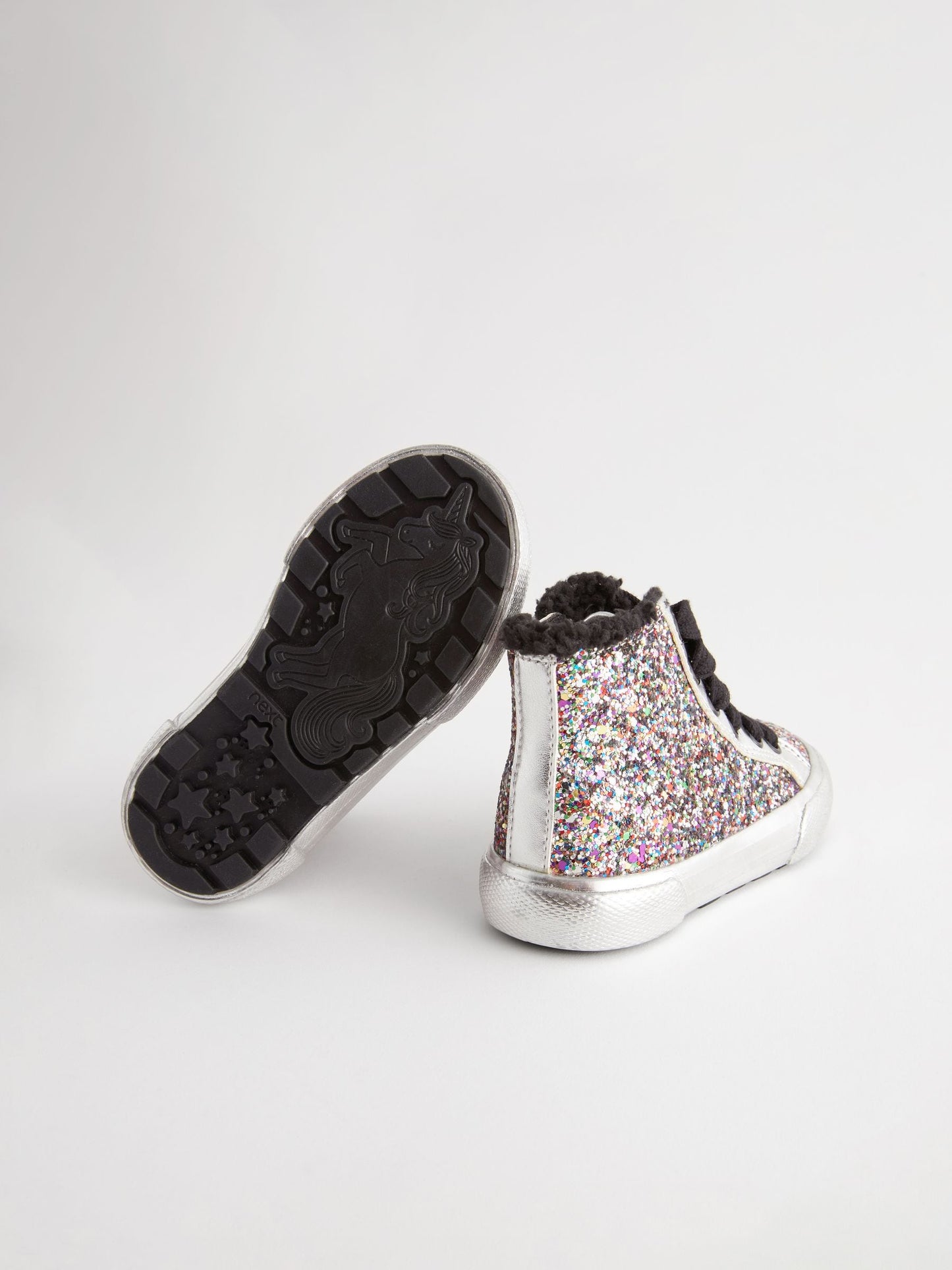 Silver Glitter Butterfly High Top Trainers image 6