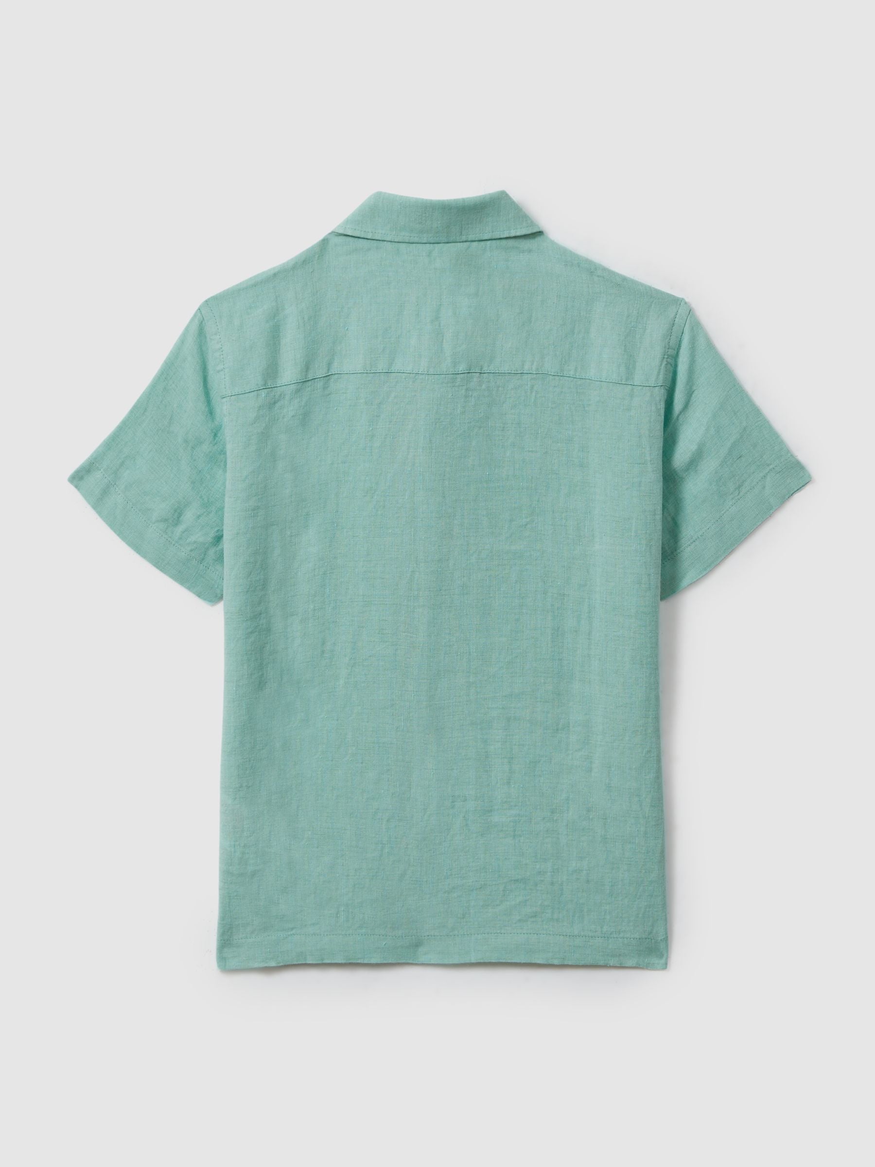 Dsiney Kidz - Reiss Bermuda Green Holiday Junior Short Sleeve Linen Shirt image 2
