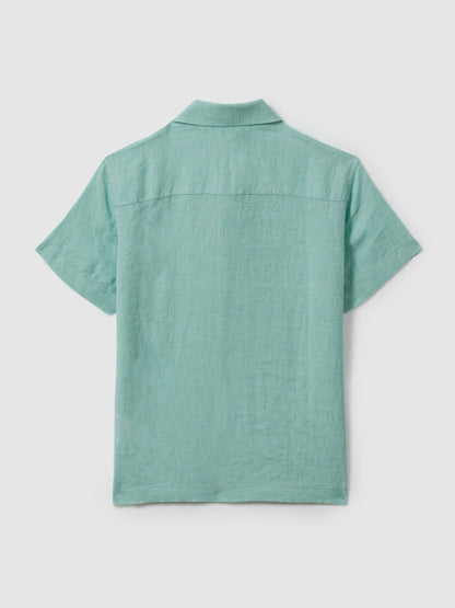 Dsiney Kidz - Reiss Bermuda Green Holiday Junior Short Sleeve Linen Shirt image 2