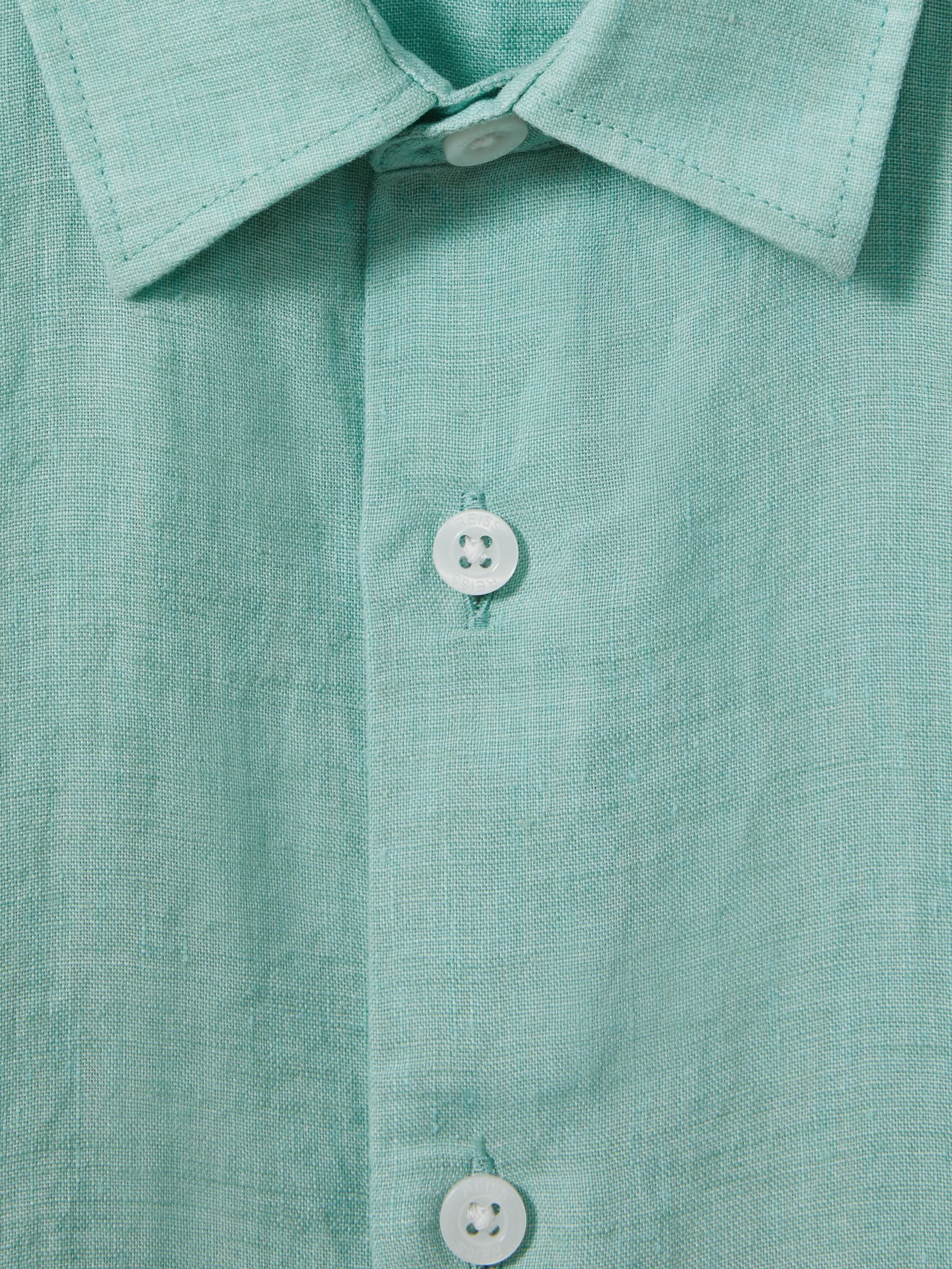 Dsiney Kidz - Reiss Bermuda Green Holiday Junior Short Sleeve Linen Shirt image 3
