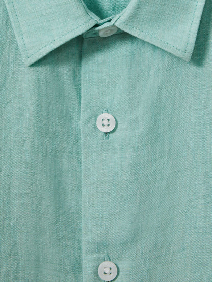 Dsiney Kidz - Reiss Bermuda Green Holiday Junior Short Sleeve Linen Shirt image 3