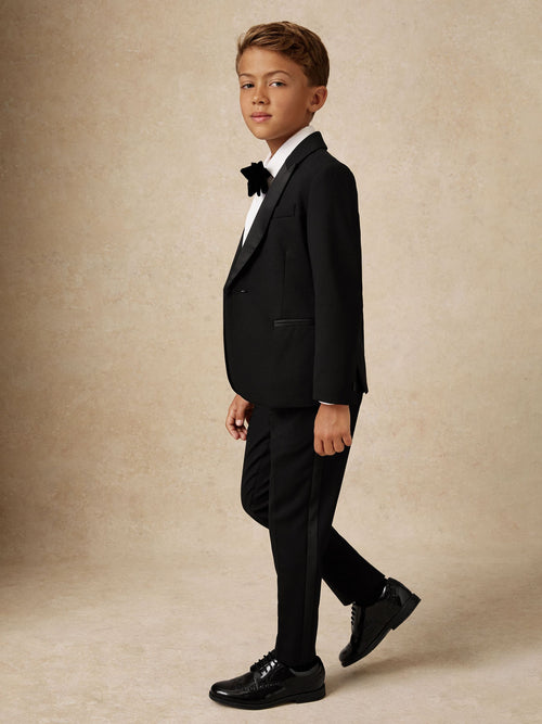 Reiss Black Knightsbridge T 3-9 yrs Tuxedo Satin Stripe Trousers image 1