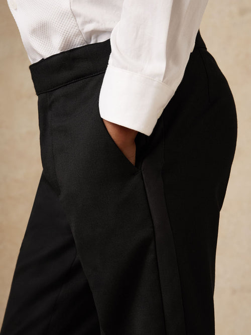 Reiss Black Knightsbridge T 9-13 yrs Tuxedo Satin Stripe Trousers image 1