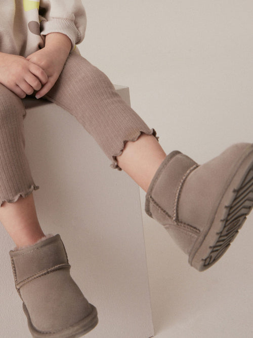 Mink Brown Mini Suede Pull On Ankle Boots image 1