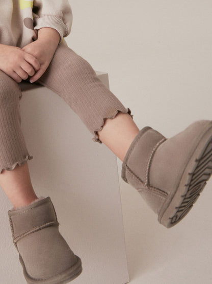 Mink Brown Mini Suede Pull On Ankle Boots image 1
