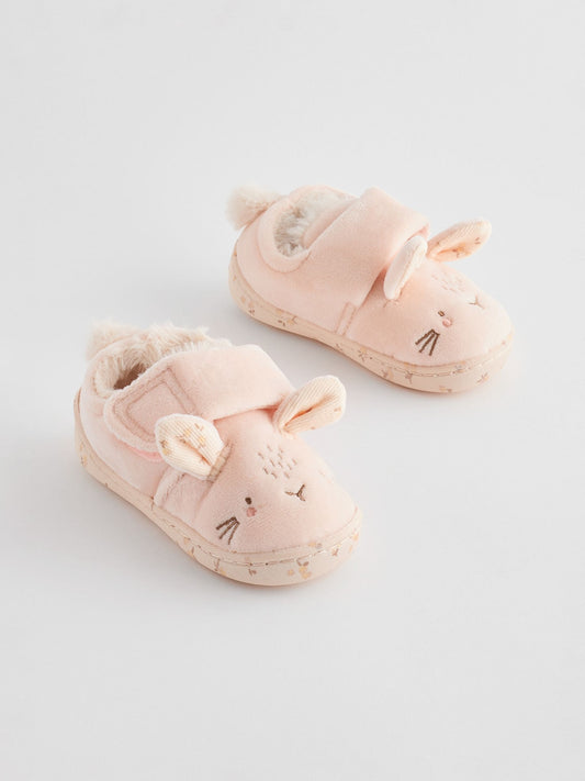 Neutral Cream Bunny Cupsole Slippers image 1