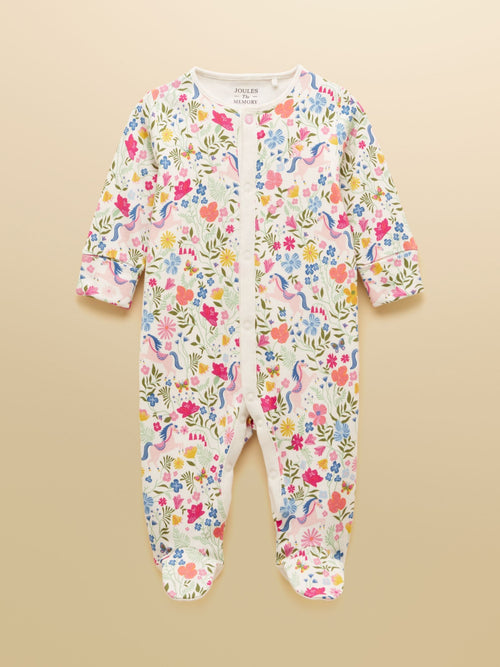 Joules Razamataz Cream Horse Print Cotton Babygrow image 1