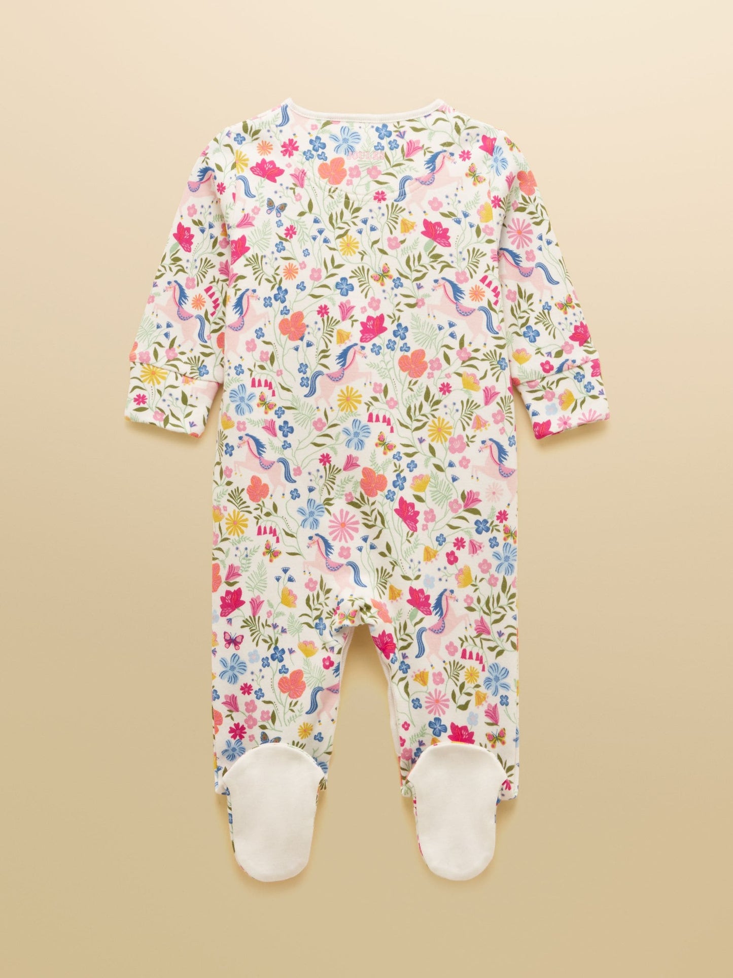 Joules Razamataz Cream Horse Print Cotton Babygrow image 2