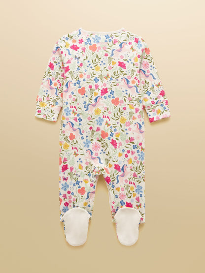 Joules Razamataz Cream Horse Print Cotton Babygrow image 2