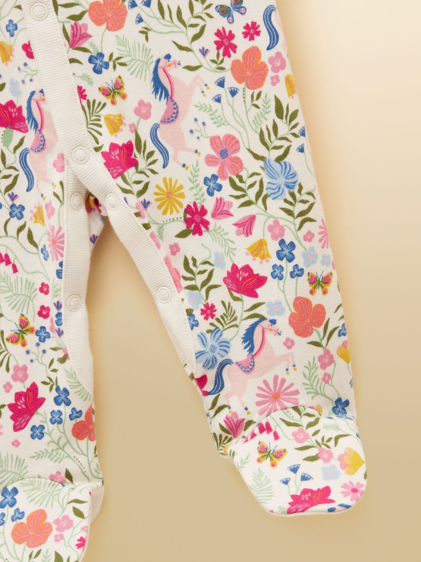 Joules Razamataz Cream Horse Print Cotton Babygrow image 3