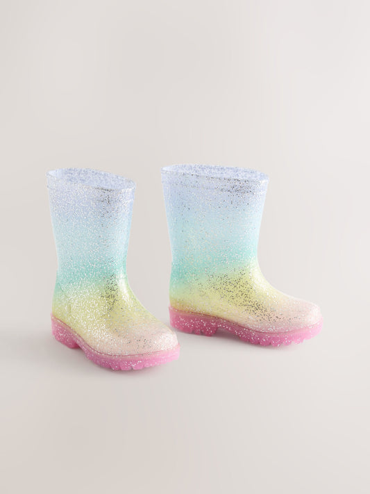 Multi Rainbow Glitter Wellies image 1