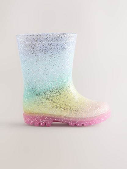 Multi Rainbow Glitter Wellies image 2