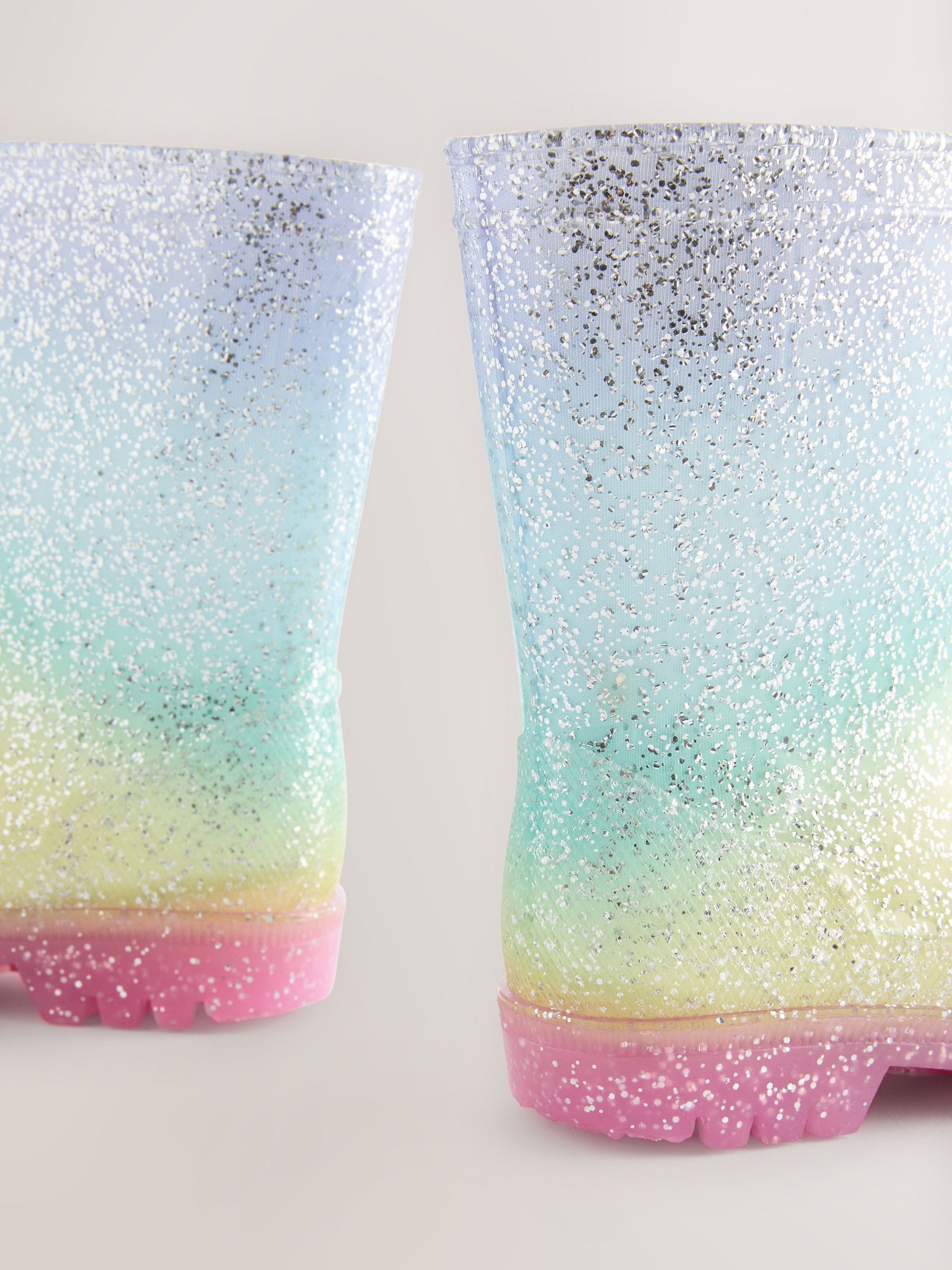 Multi Rainbow Glitter Wellies image 4