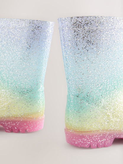 Multi Rainbow Glitter Wellies image 4