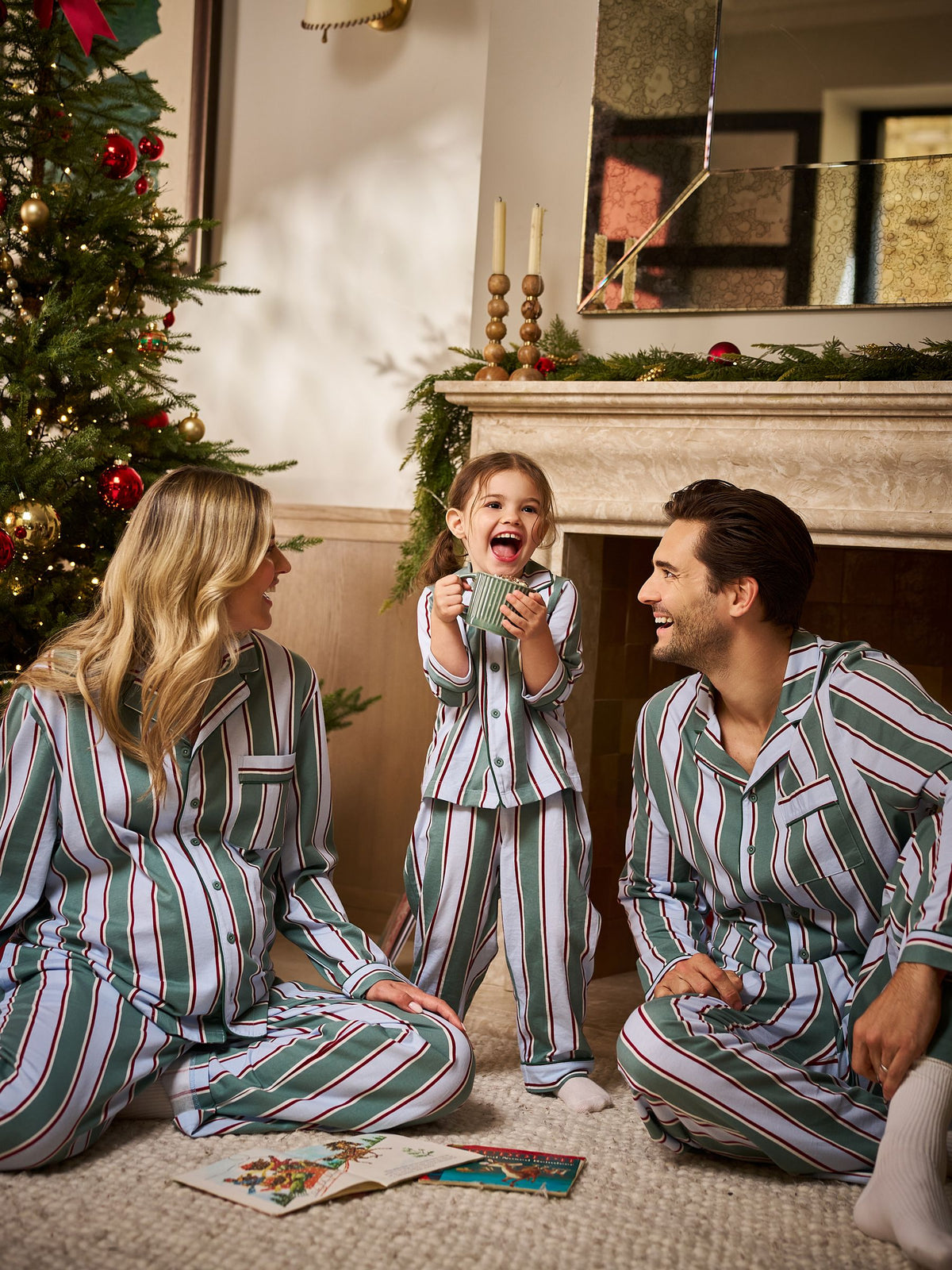 Seraphine Green Stripe Family Matching Christmas Pyjama Set (1-4yrs) - image 3