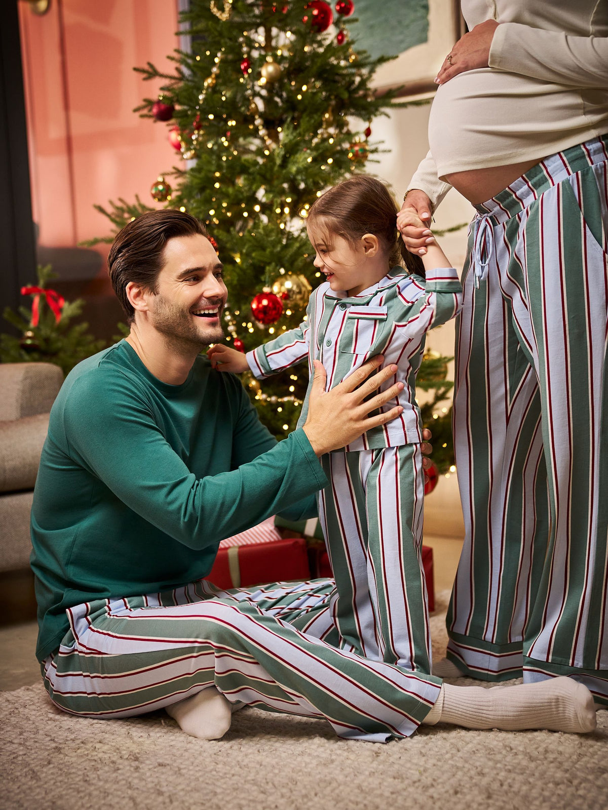 Seraphine Green Stripe Family Matching Christmas Pyjama Set (1-4yrs) - image 6