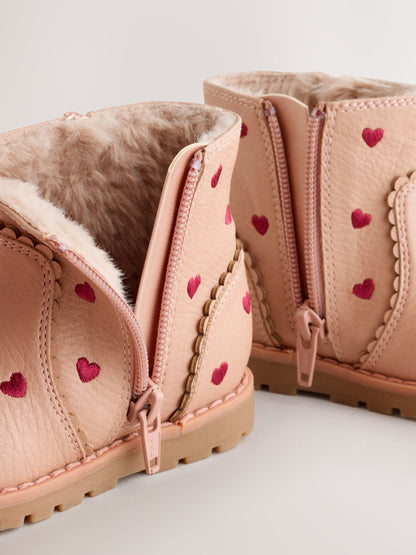 Pink Heart Embroidery Standard Fit (F) Chelsea Zip Tassel Ankle Boots - image 4