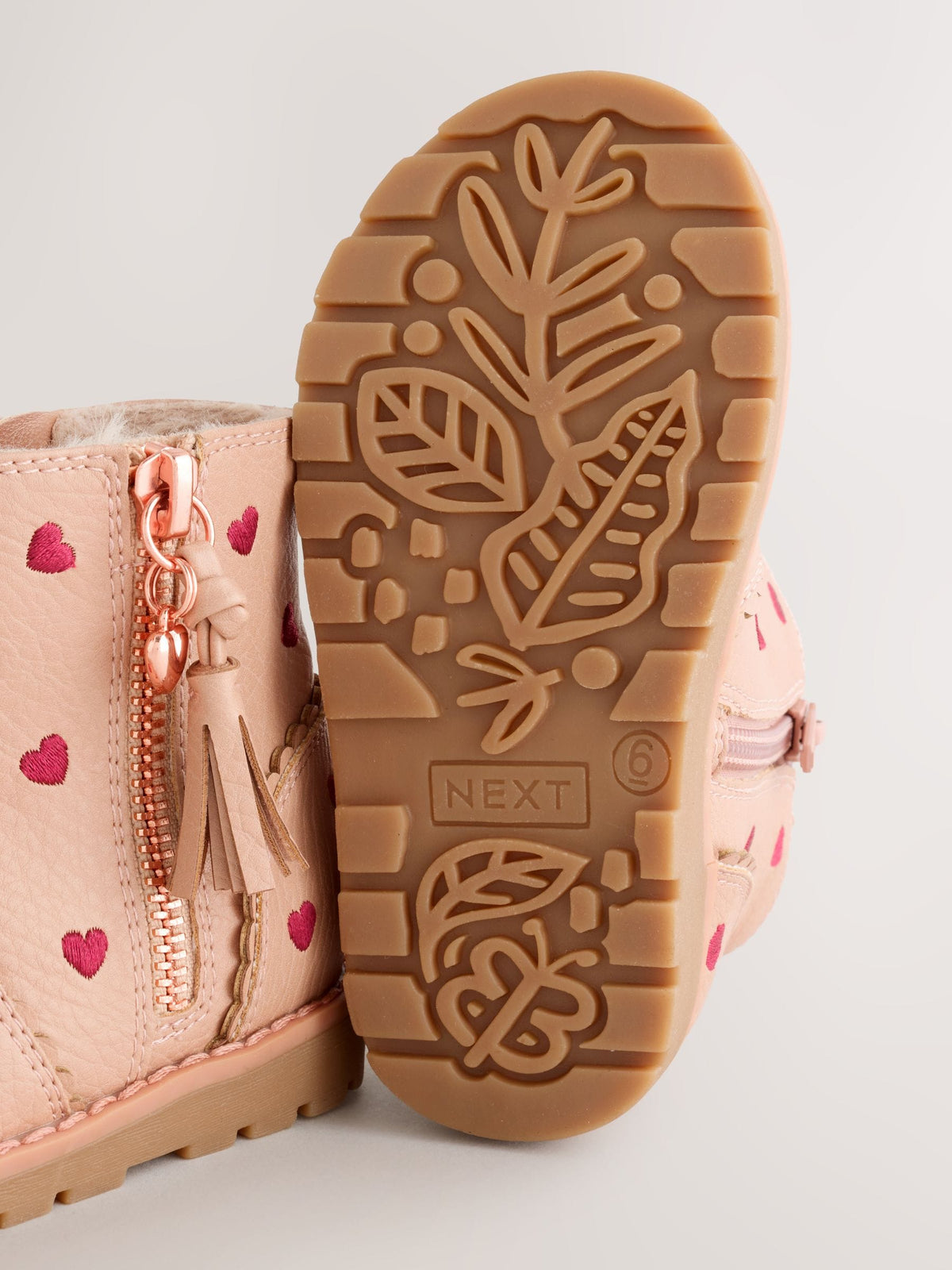 Pink Heart Embroidery Standard Fit (F) Chelsea Zip Tassel Ankle Boots - image 5