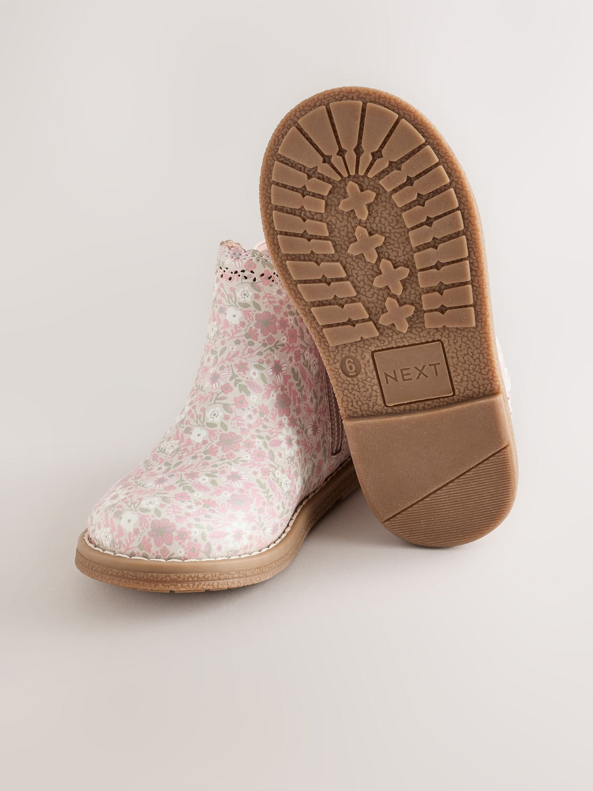 Pale Pink Floral Standard Fit (F) Chelsea Ankle Boots - image 3