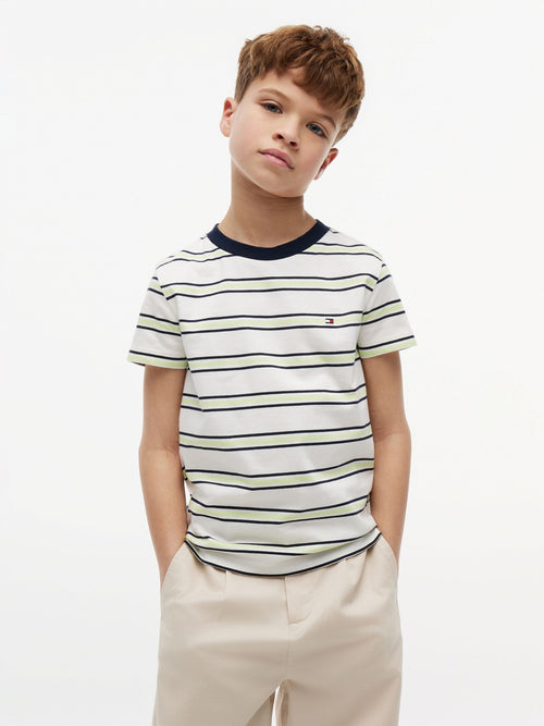 Tommy Hilfiger Cream Essential Flag Embroidery Crew Neck T-Shirt image 1