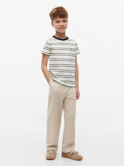 Tommy Hilfiger Cream Essential Flag Embroidery Crew Neck T-Shirt image 3