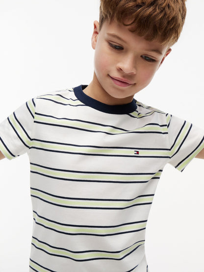 Tommy Hilfiger Cream Essential Flag Embroidery Crew Neck T-Shirt image 4