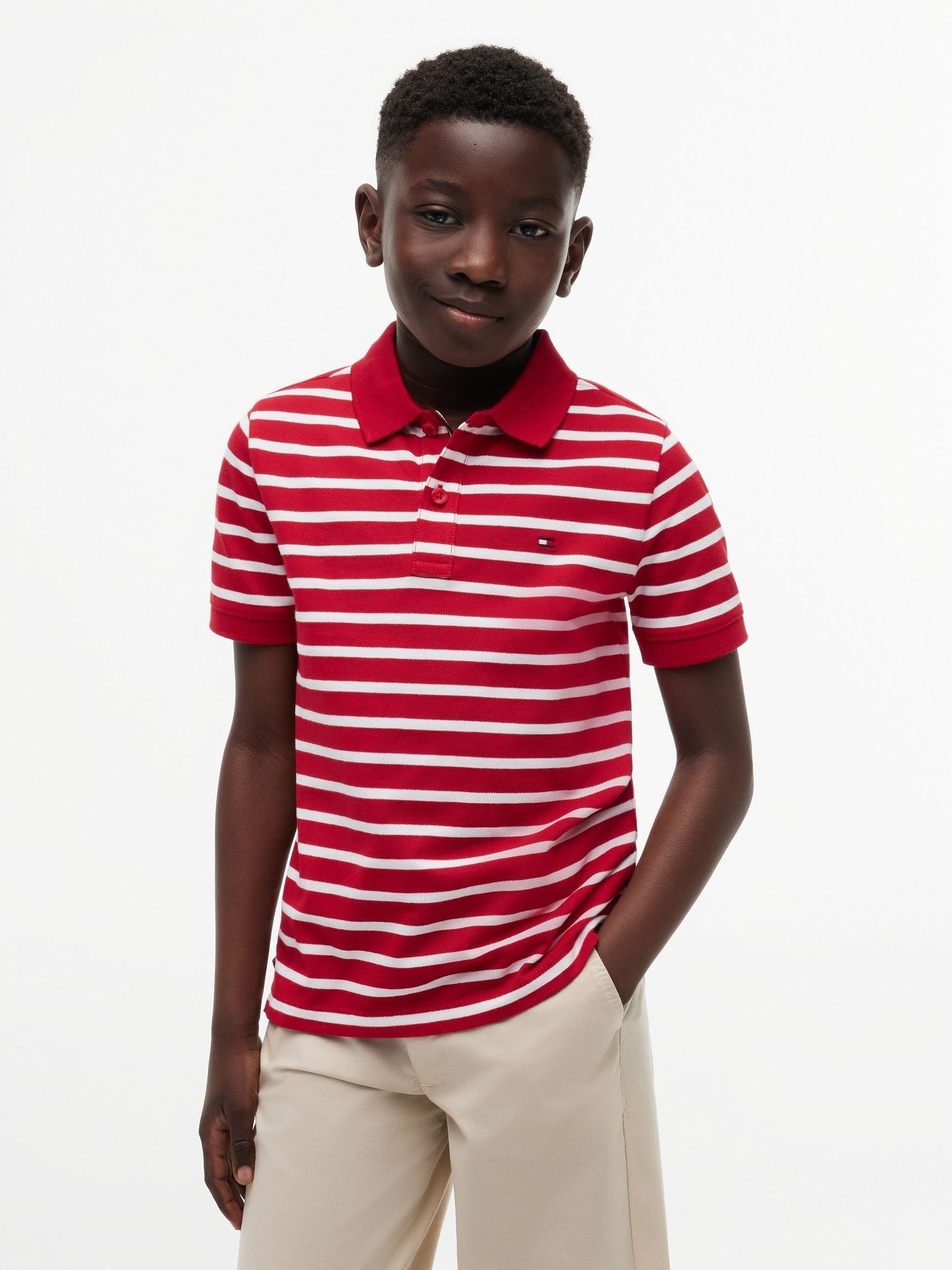 Dsiney Kidz - Tommy Hilfiger Red Essential Regular Fit Signature Polo Shirt image 1