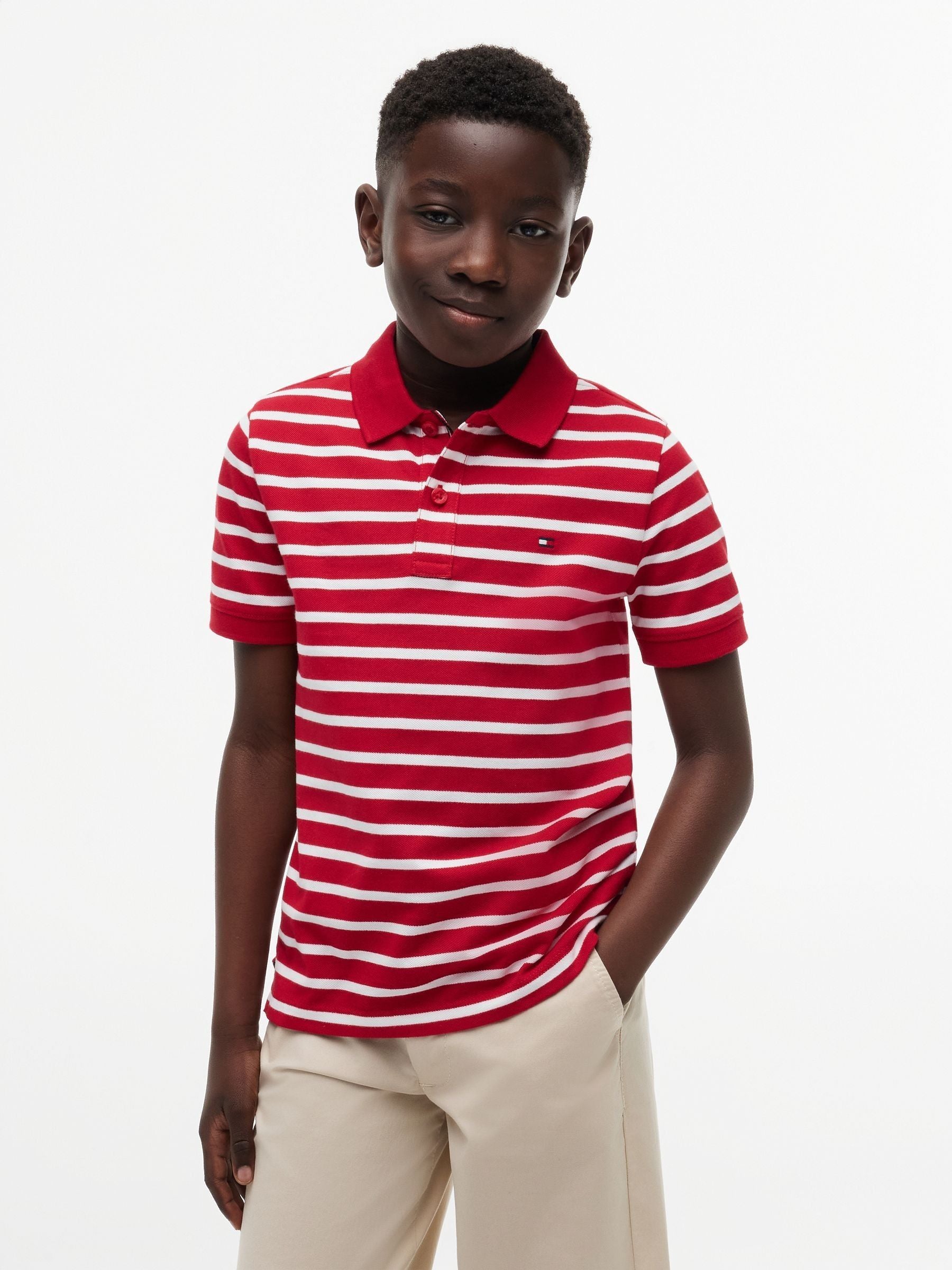 Dsiney Kidz - Tommy Hilfiger Red Essential Regular Fit Signature Polo Shirt image 1