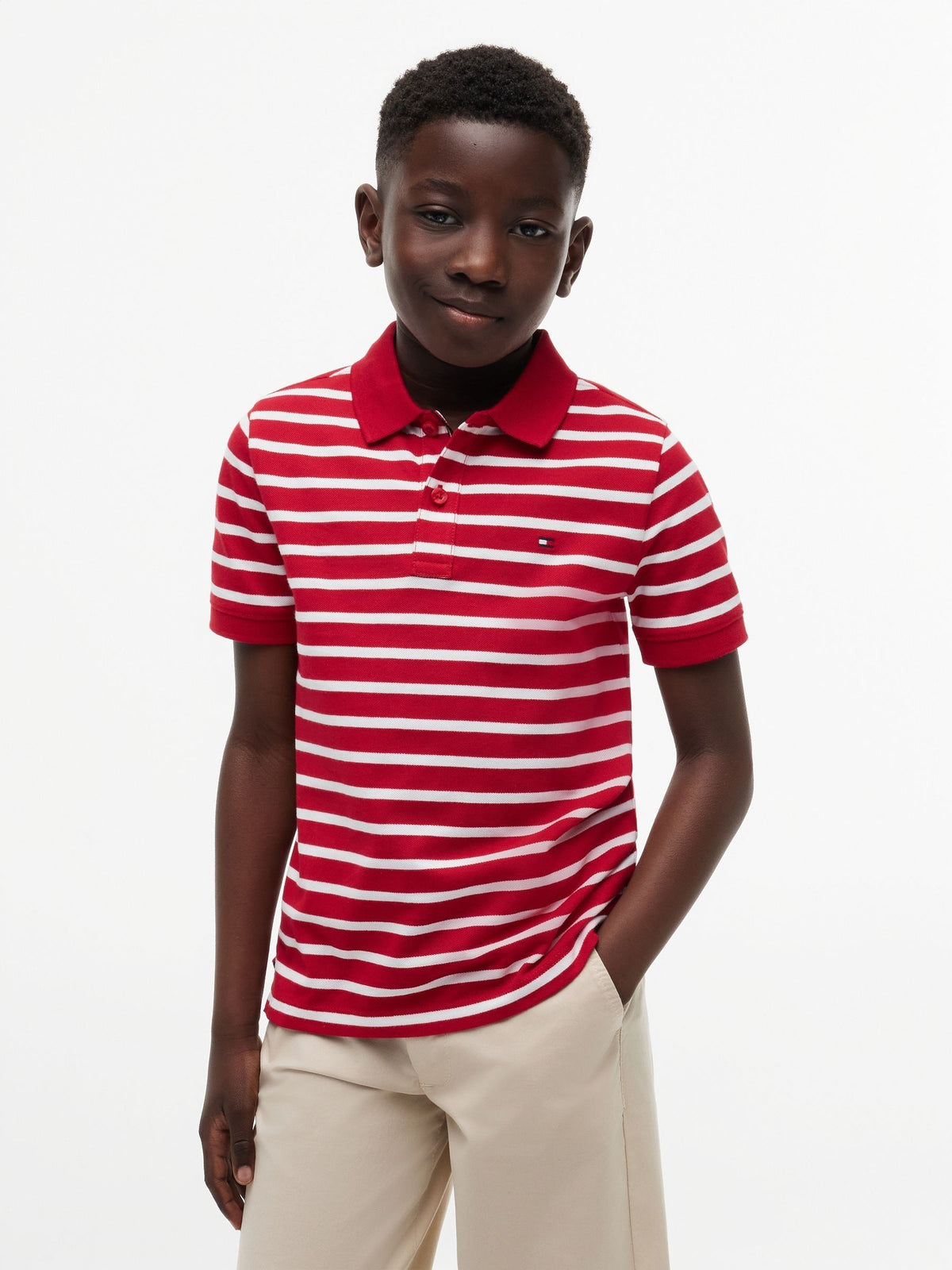 Dsiney Kidz - Tommy Hilfiger Red Essential Regular Fit Signature Polo Shirt image 1