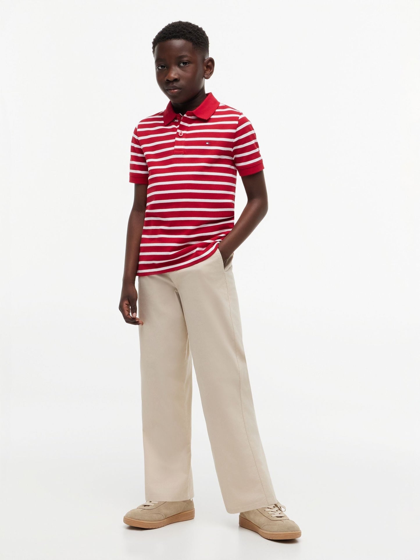 Dsiney Kidz - Tommy Hilfiger Red Essential Regular Fit Signature Polo Shirt image 3