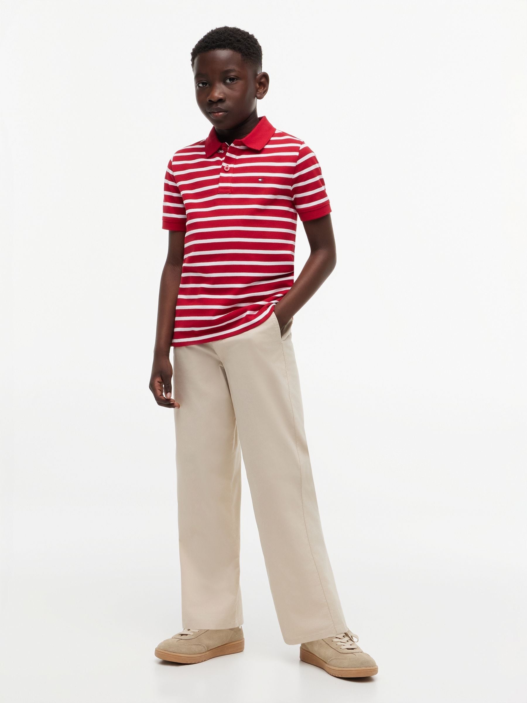 Dsiney Kidz - Tommy Hilfiger Red Essential Regular Fit Signature Polo Shirt image 3