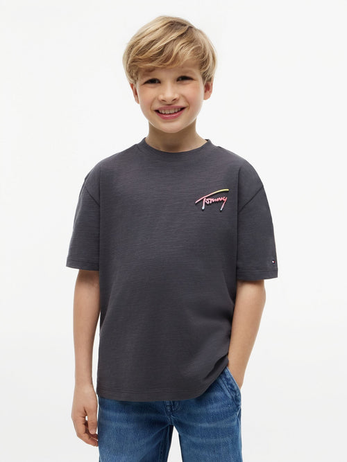 Tommy Hilfiger Black Back Logo Graphic Textured T-Shirt image 1