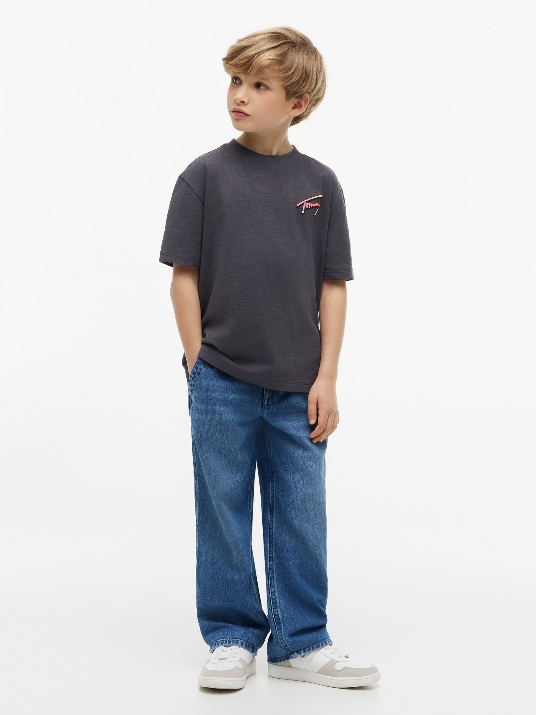 Tommy Hilfiger Black Back Logo Graphic Textured T-Shirt image 3